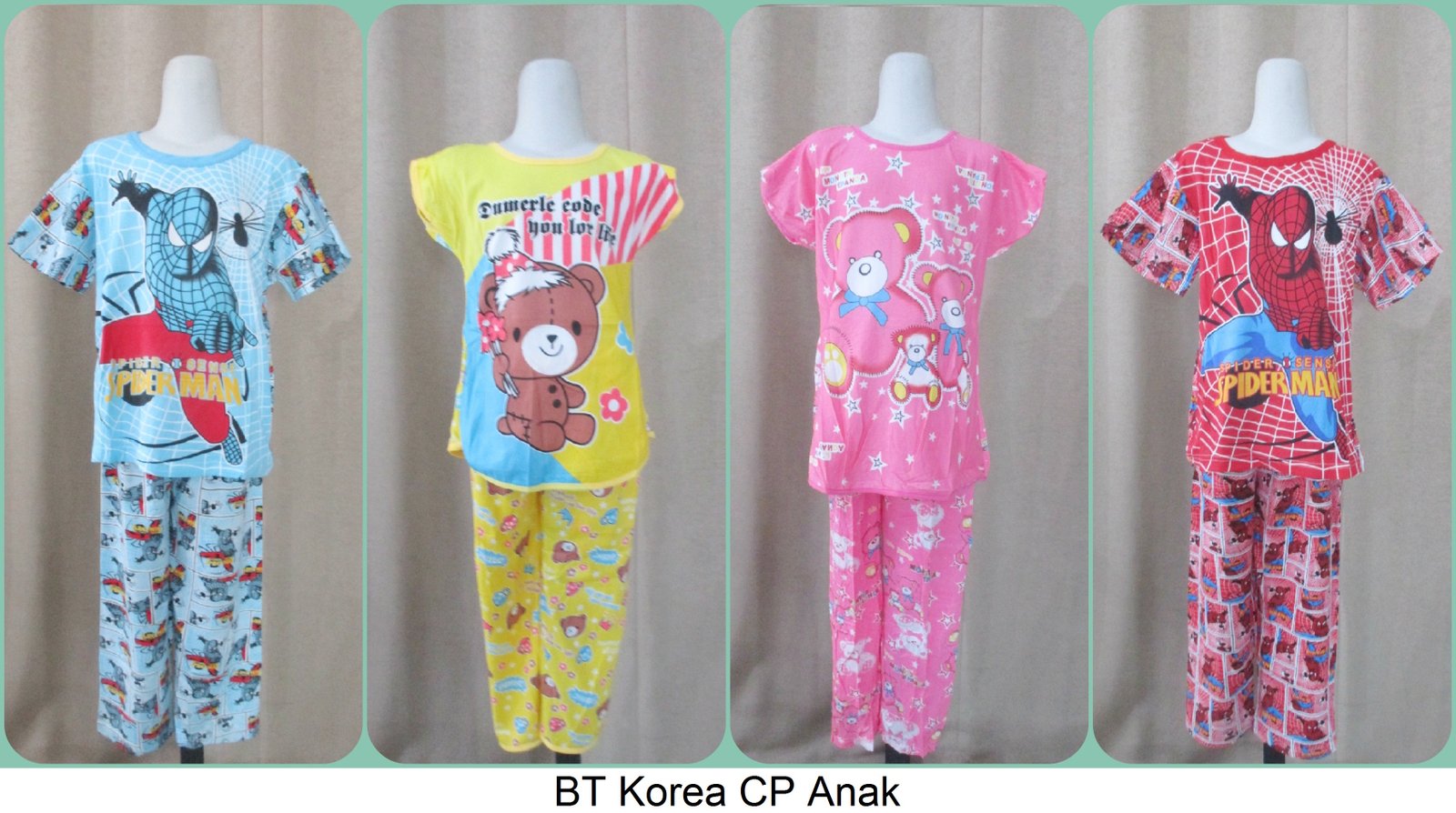 Sentra Grosiran Baju Tidur Korea Anak 3 4 CP PP Karakter Termurah